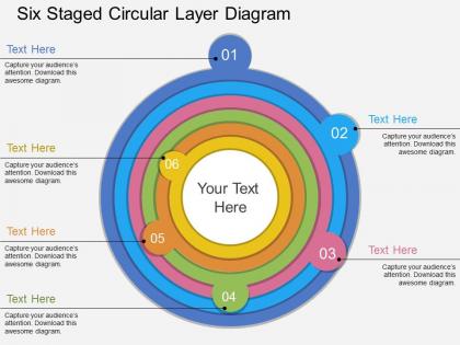 Bo six staged circular layer diagram flat powerpoint design