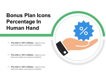 Bonus plan icons percentage in human hand
