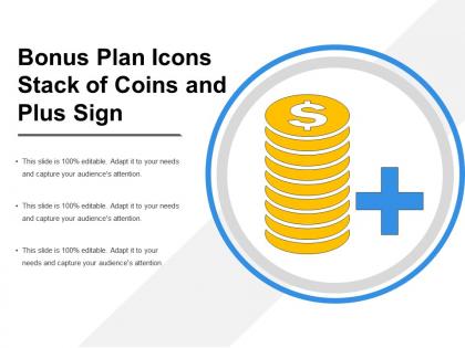 Bonus plan icons stack of coins and plus sign