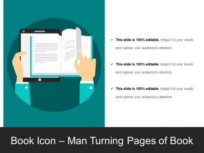 Book icon man turning pages of book
