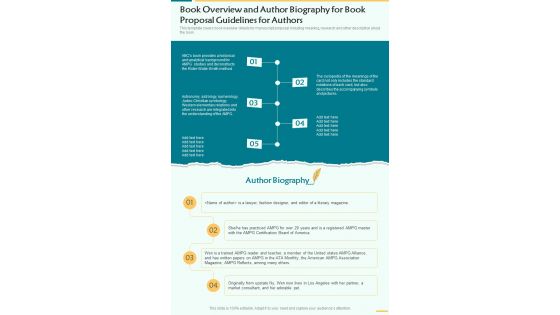 Book Overview And Author Biography For Book Proposal Guidelines For Authors One Pager Sample Example Document