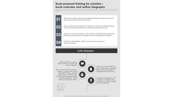 Book Proposal Training For Scholars Book Overview And Author One Pager Sample Example Document