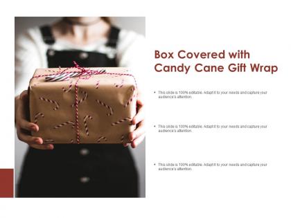 Box covered with candy cane gift wrap