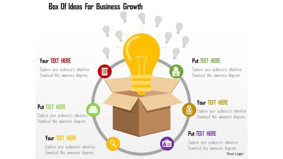 Box of ideas for business growth flat powerpoint design