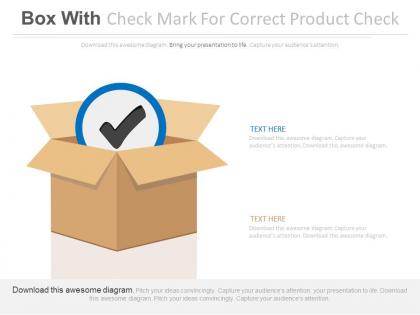 Box with check mark for correct product check flat powerpoint design