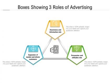 Boxes showing 3 roles of advertising