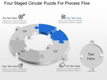 Bp four staged circular puzzle for process flow powerpoint template slide