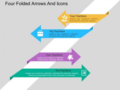 Br four folded arrows and icons flat powerpoint design
