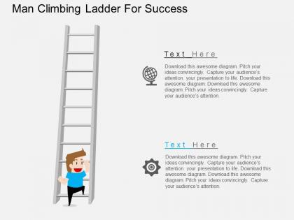 Br man climbing ladder for success flat powerpoint design
