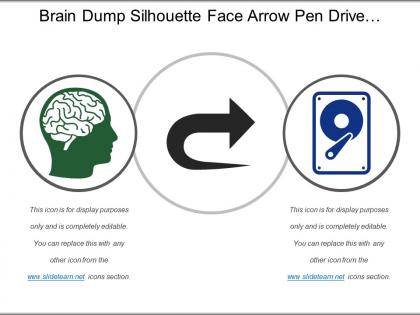 Brain dump silhouette face arrow pen drive hard disk