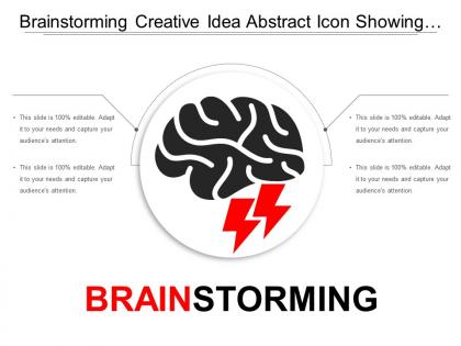 Brainstorming creative idea abstract icon showing brain and bolt