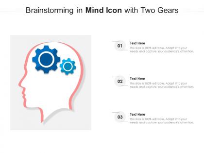 Brainstorming in mind icon with two gears