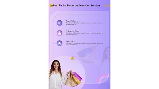 Brand Ambassador Proposal For About Us One Pager Sample Example Document