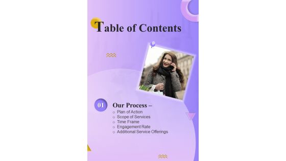 Brand Ambassador Proposal For Table Of Contents One Pager Sample Example Document