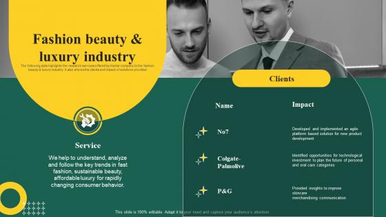 Brand Analytics Company Profile Fashion Beauty And Luxury Industry Ppt Show Background Images Cp Ss V