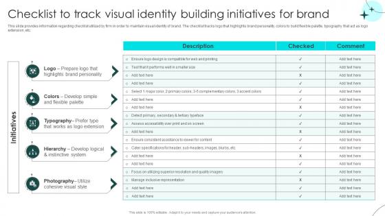 Brand Defense Plan To Handle Rivals Checklist To Track Visual Identity Building Initiatives For Brand