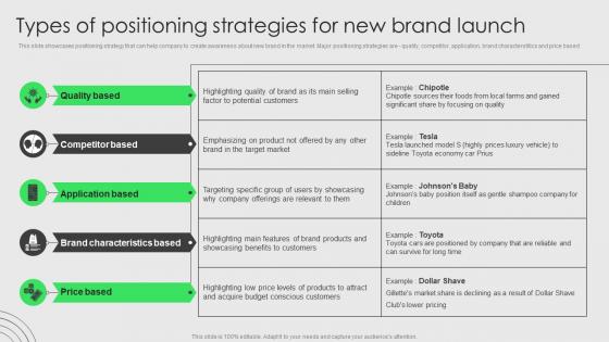 Brand Development And Launch Strategy Types Of Positioning Strategies For New Brand Launch