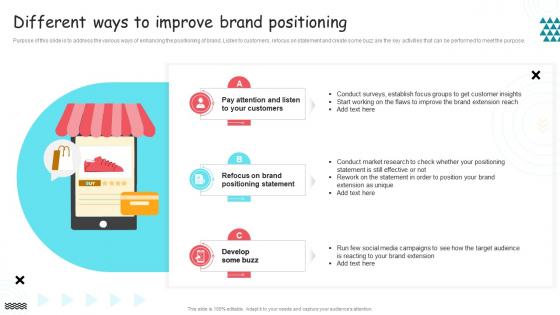 Brand Extension And Positioning Different Ways To Improve Brand Positioning Ppt Icons