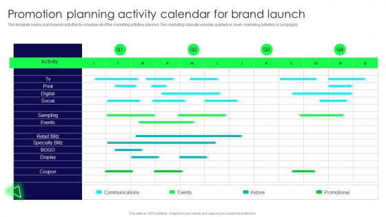 Brand Launch Strategy Promotion Planning Activity Calendar For Brand Launch Branding SS V