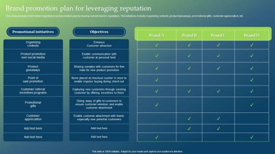 Brand Promotion Plan For Leveraging Reputation Guide To Develop Brand Personality