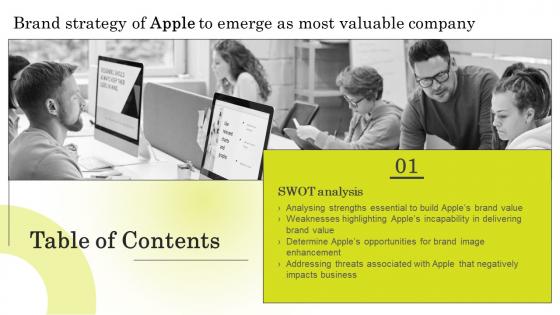 Brand Strategy Of Apple To Emerge Table Of Contents Branding SS V