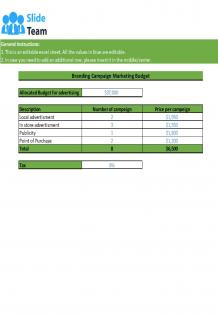 Branding Budget Excel Spreadsheet Worksheet Xlcsv XL Bundle V