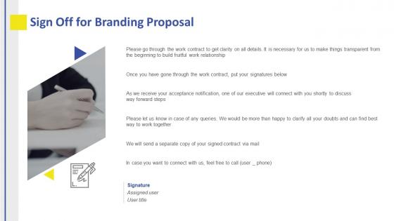 Branding proposal template sign off for branding proposal ppt mockup