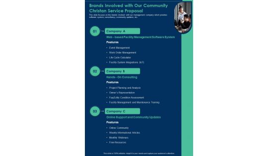 Brands Involved With Our Community Christan Service One Pager Sample Example Document