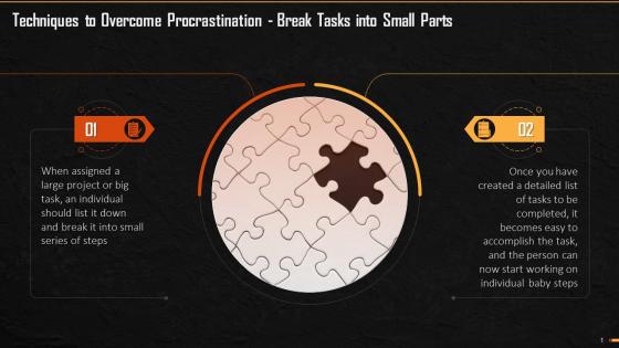 Breaking Tasks Into Parts A Technique To Overcome Procrastination Training Ppt