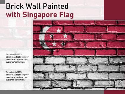 Brick wall painted with singapore flag