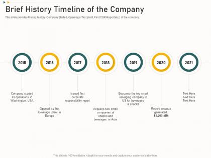 Brief history timeline of the company funding from corporate financing