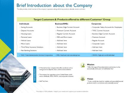 Brief introduction about the company investor pitch deck for hybrid financing ppt ideas