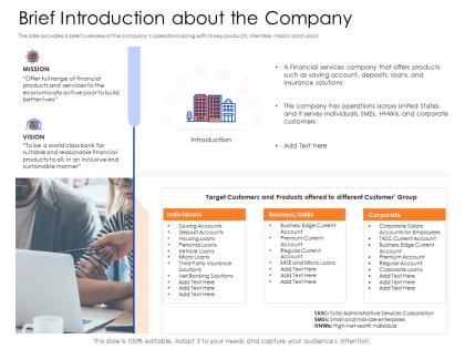 Brief introduction about the company mezzanine capital funding pitch deck ppt file graphics template