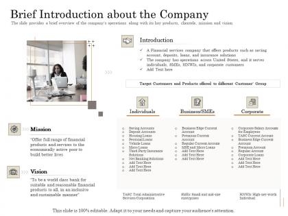 Brief introduction about the company subordinated loan funding pitch deck ppt powerpoint shapes