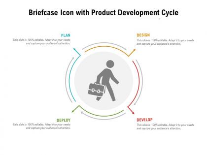Briefcase icon with product development cycle