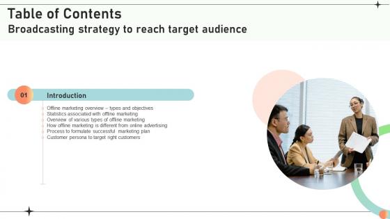 Broadcasting Strategy To Reach Target Audience Table Of Content Strategy SS V