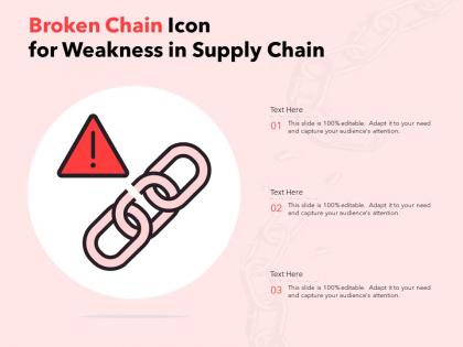 Broken chain icon for weakness in supply chain