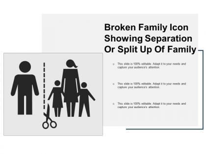 Broken family icon showing separation or split up of family