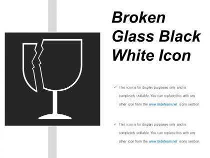 Broken glass black white icon