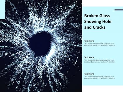 Broken glass showing hole and cracks