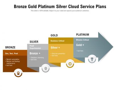 Bronze gold platinum silver cloud service plans