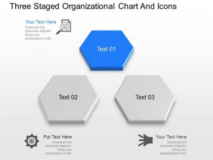 Bs three staged organizational chart and icons powerpoint template