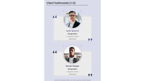 Btob Company Proposal Client Testimonials One Pager Sample Example Document