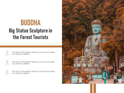 Buddha big statue sculpture in the forest tourists