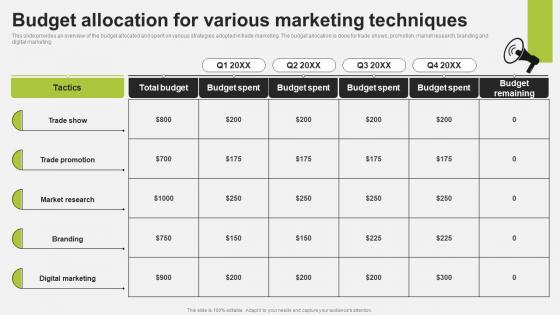 Budget Allocation For Various Marketing Trade Promotion To Increase Brand Strategy SS V