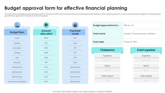 Budget Approval Form For Effective Financial Planning
