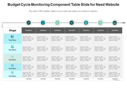 Budget cycle monitoring component table slide for need website infographic template
