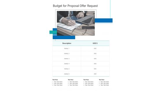 Budget For Proposal Offer Request One Pager Sample Example Document