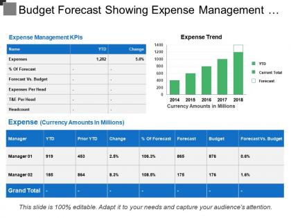 Budget forecast showing expense management and expenses
