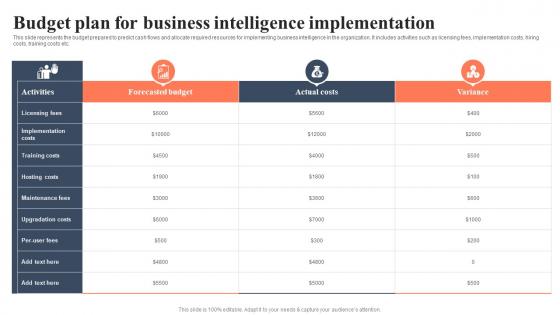 Budget Plan For Business Intelligence Implementation Bi For Human Resource Management